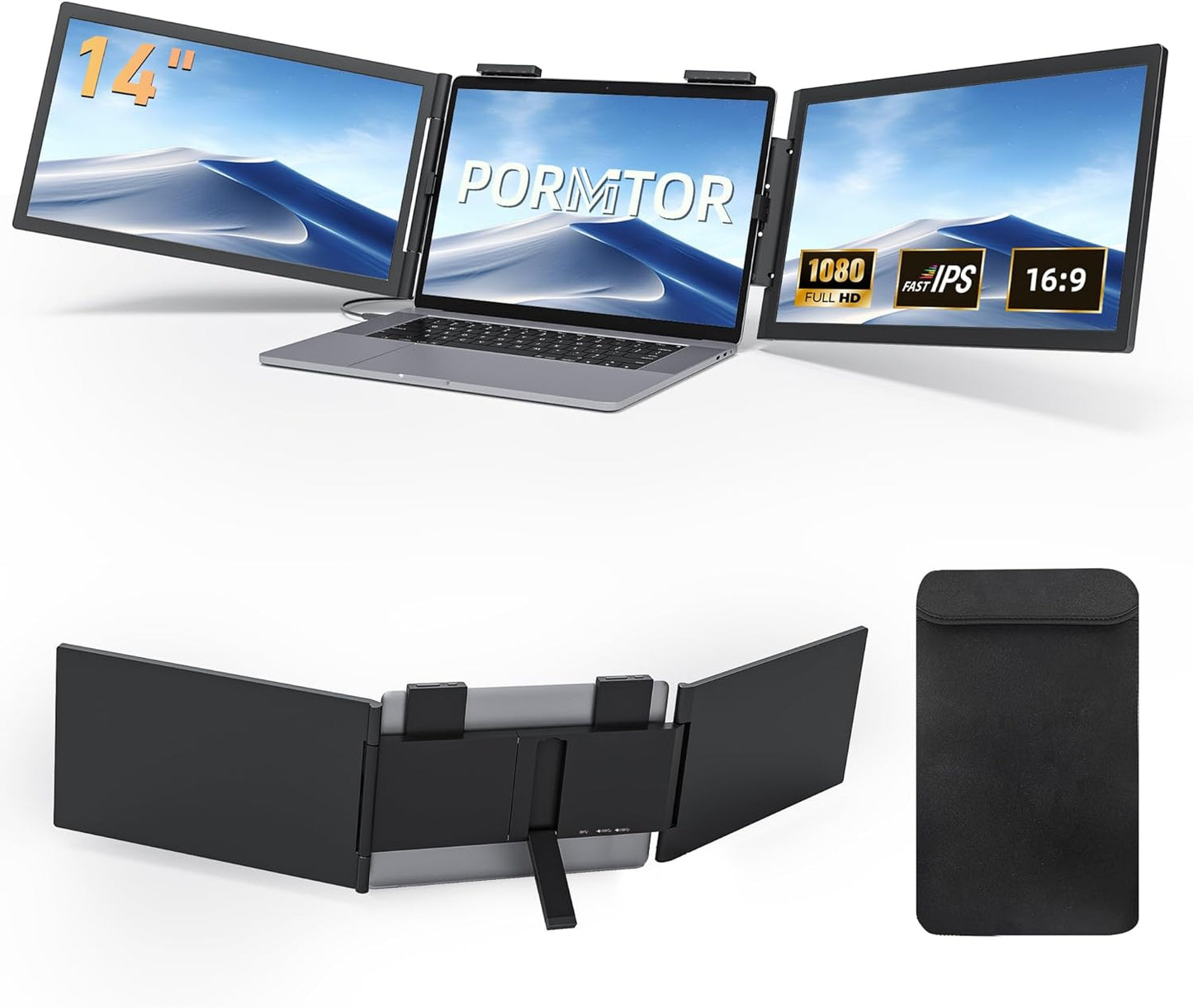 14 FHD Triple Portable Monitor Extender for Laptop Efficiency