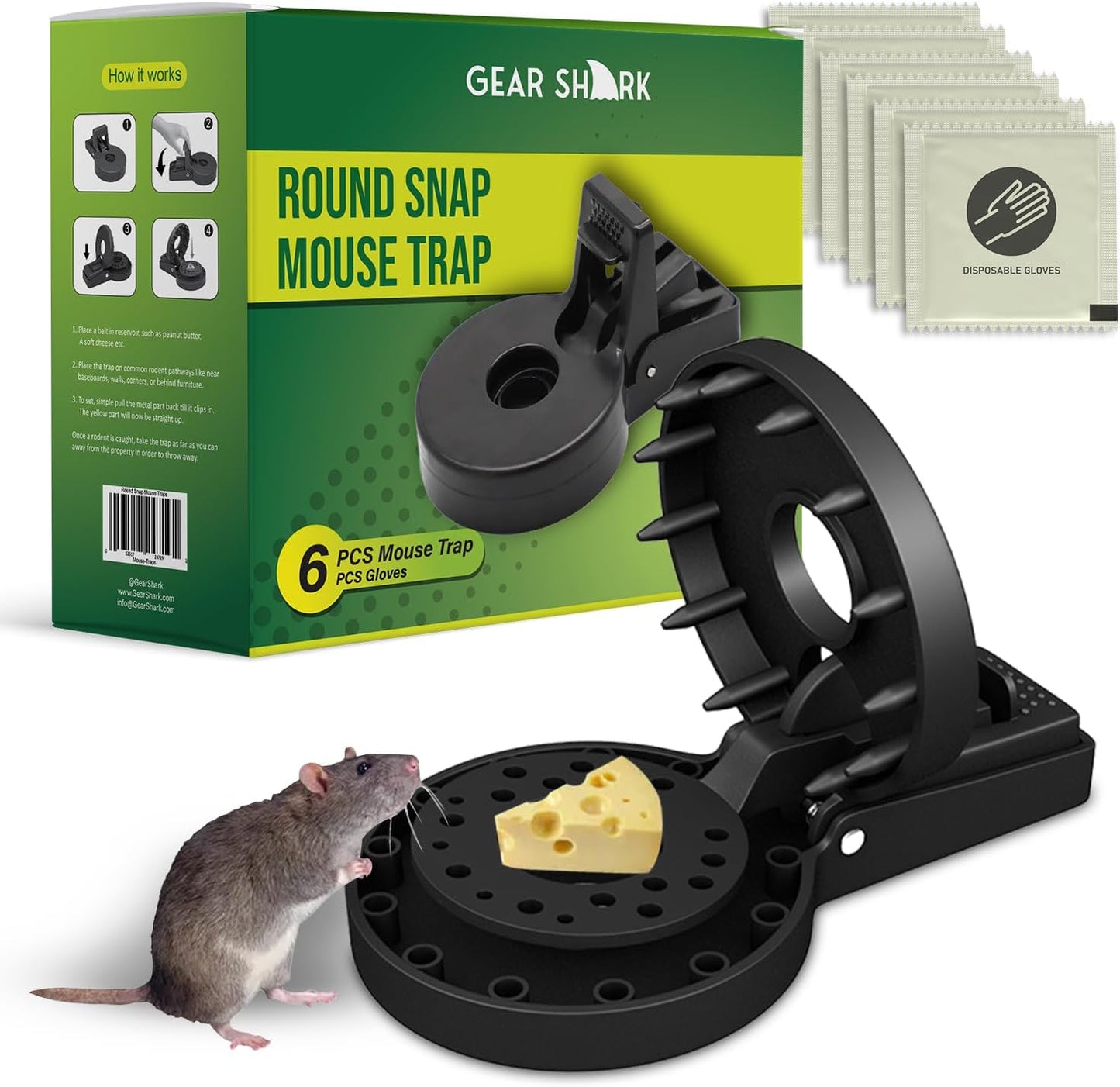 Fast-Catch Mouse Traps - Safer, Easy Clean, Indoor/Outdoor - 6 Pcs