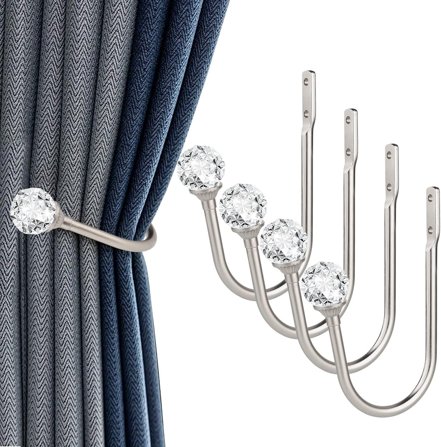 Crystal Ball Curtain Holdbacks Set - Elegant Drapery Accent