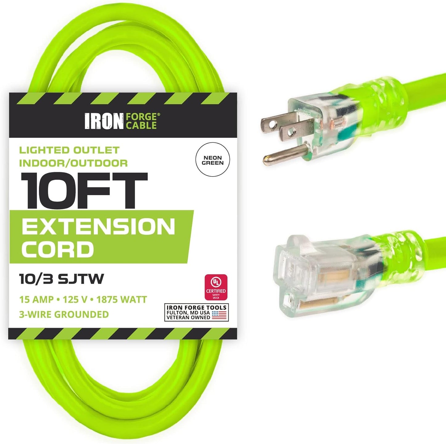 10 Gauge Extension Cord for Heavy Duty Outdoor Use - 10 ft