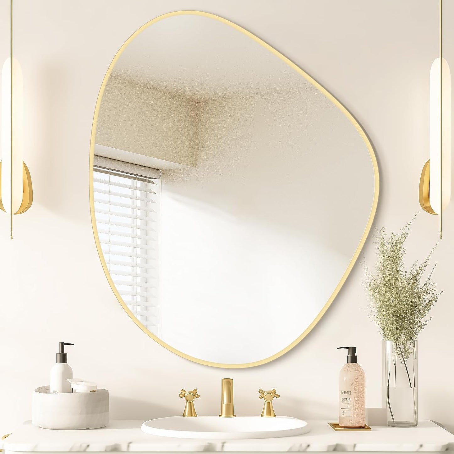 WallBeyond Asymmetrical Mirror for Unique Wall Decor in Gold