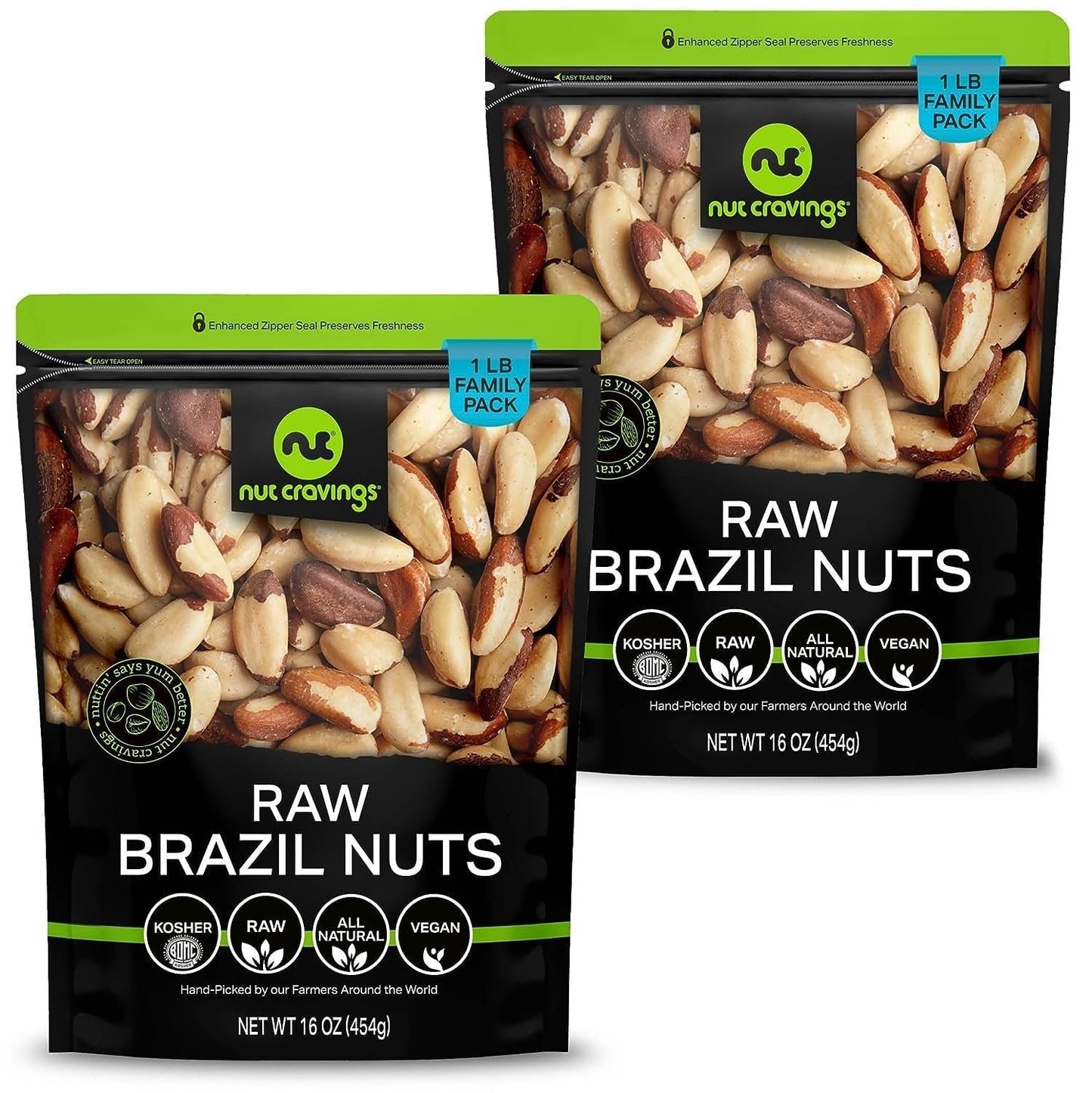 Raw Brazil Nuts - Unsalted, Whole, Healthy Snack in Resealable Bag