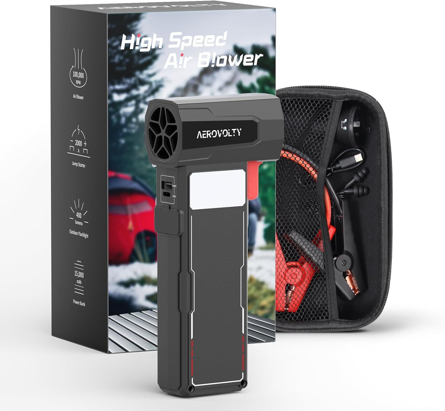 4-In-1 Car Dryer Air Blower with Jump Starter and Power Bank