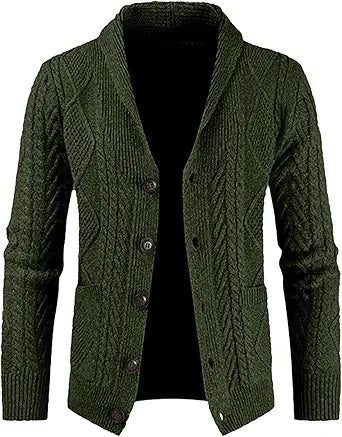 JMIERR Men's Casual Long Sleeve Shawl Collar Cardigan Sweater