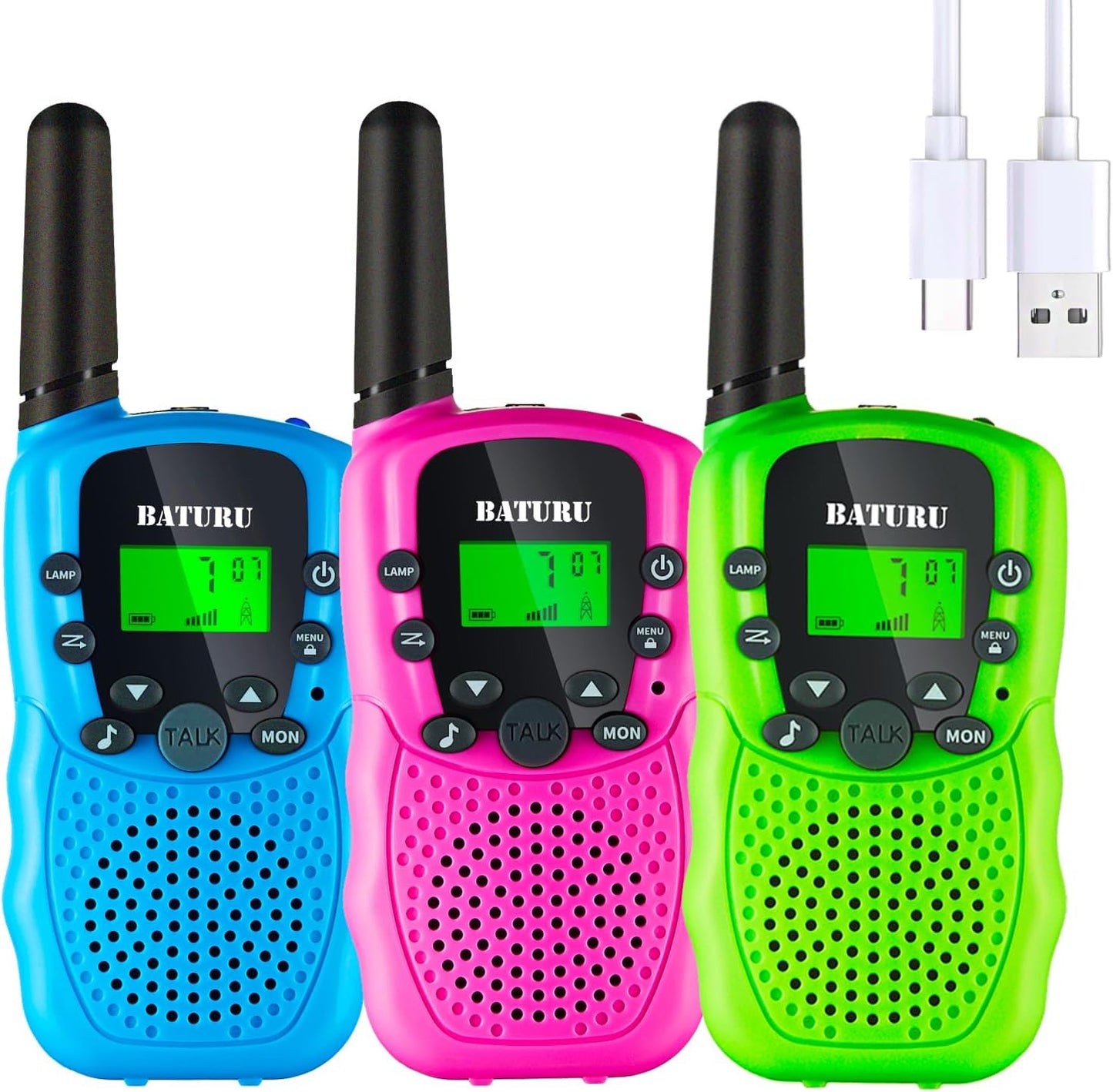 BATURU Rechargeable Walkie Talkies for Kids - 3 Miles Range