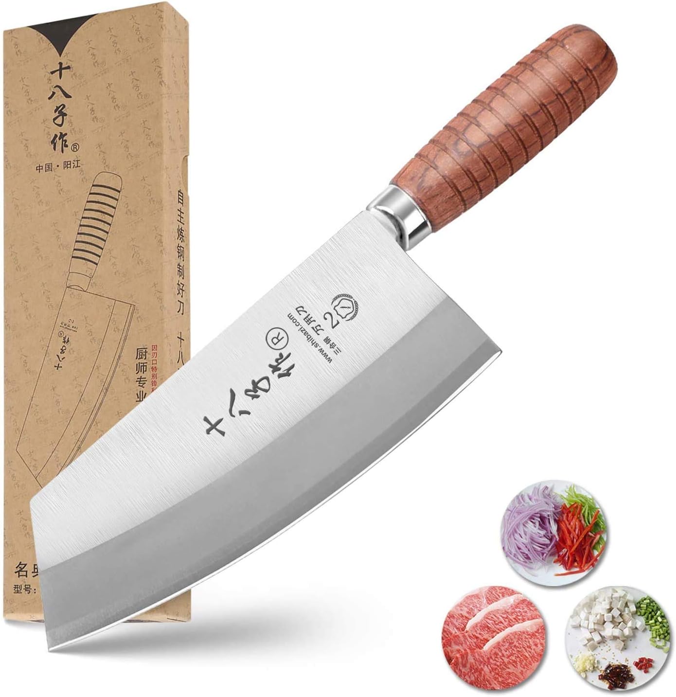 SHI BA ZI ZUO 7-inch Chinese Vegetable Cleaver for Kitchen