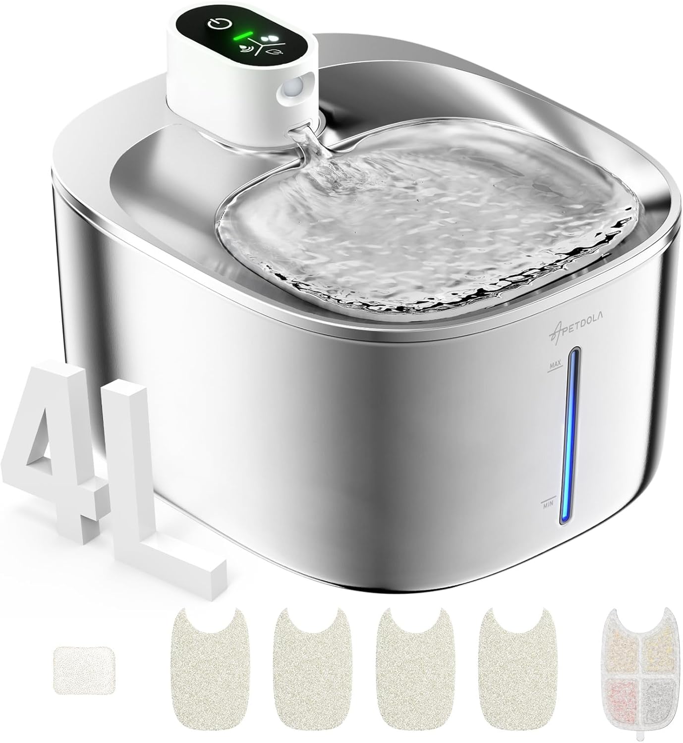 Wireless Cat Water Fountain for Multicat Homes, 135floz Capacity