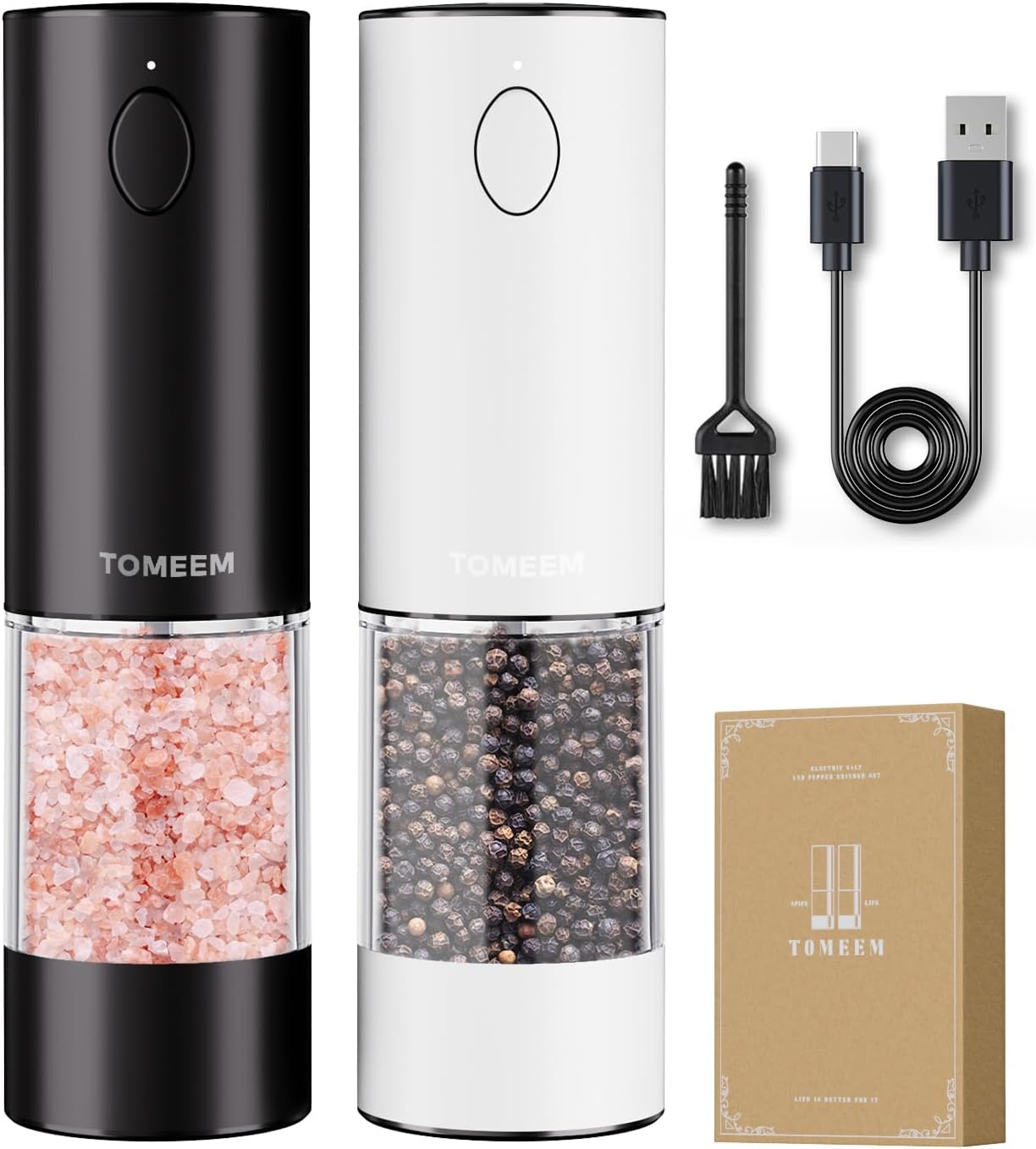 Upgraded Electric Salt and Pepper Grinder Set with LED Lights
