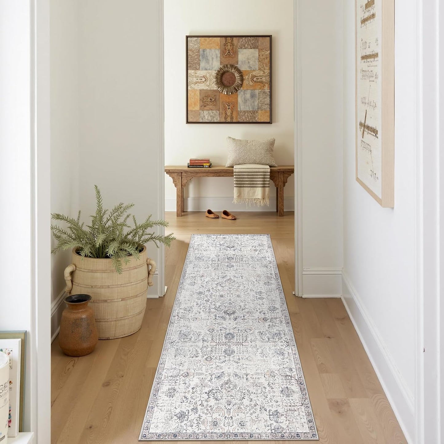Vintage Indoor Runner Rug 2x7 for Hallway and Entryway Use
