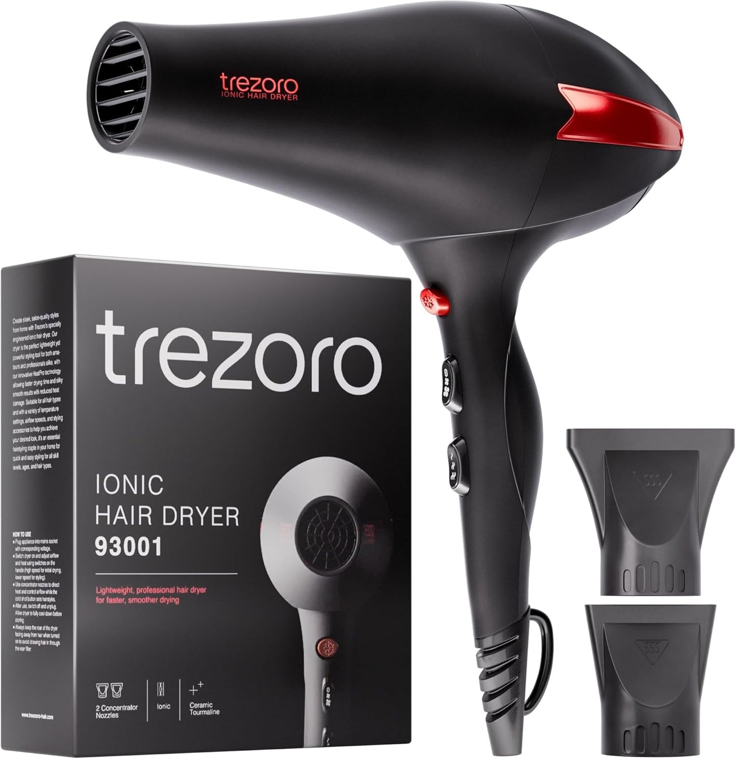 TREZORO 2200W Ionic Hair Dryer - Lightweight Salon Power