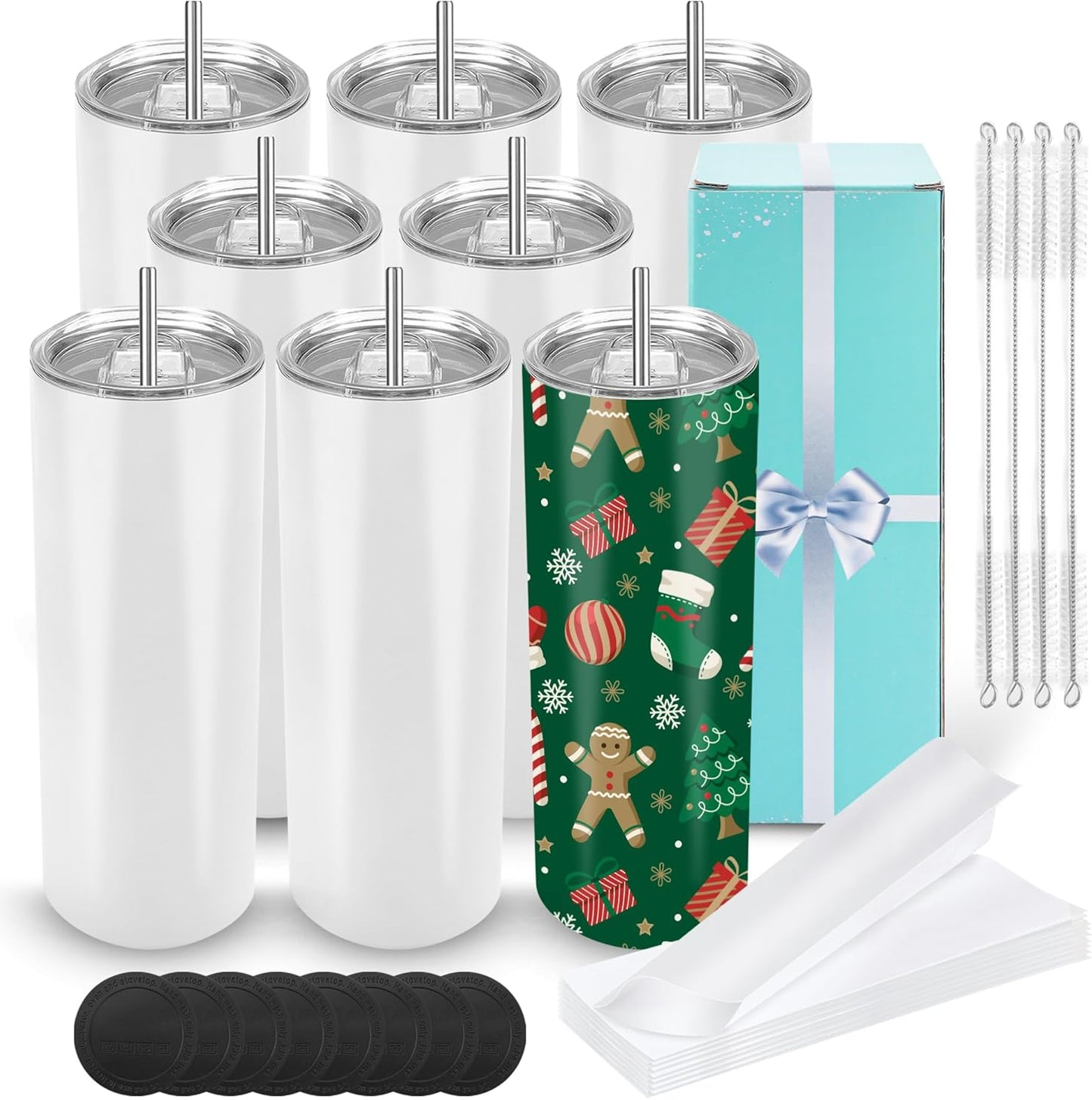DS 8 Pack Sublimation Tumblers 20 oz for DIY Crafting Fun