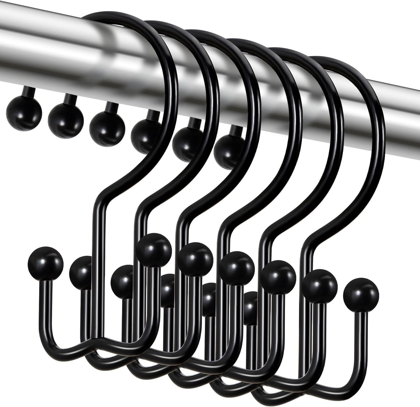 Rust-Proof Double Hooks for Stylish Shower Curtains