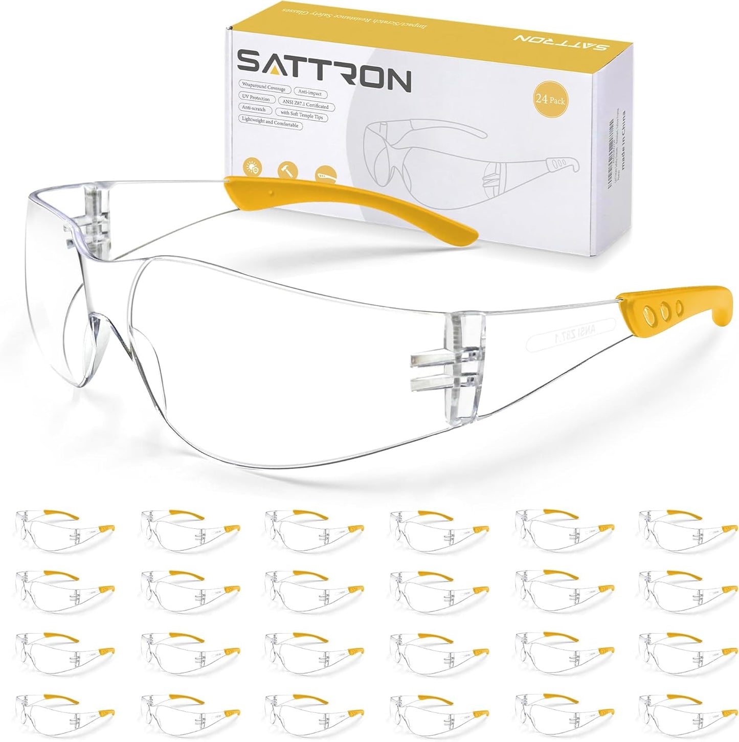 Clear Safety Glasses 24PK for Impact Resistant Eye Protection