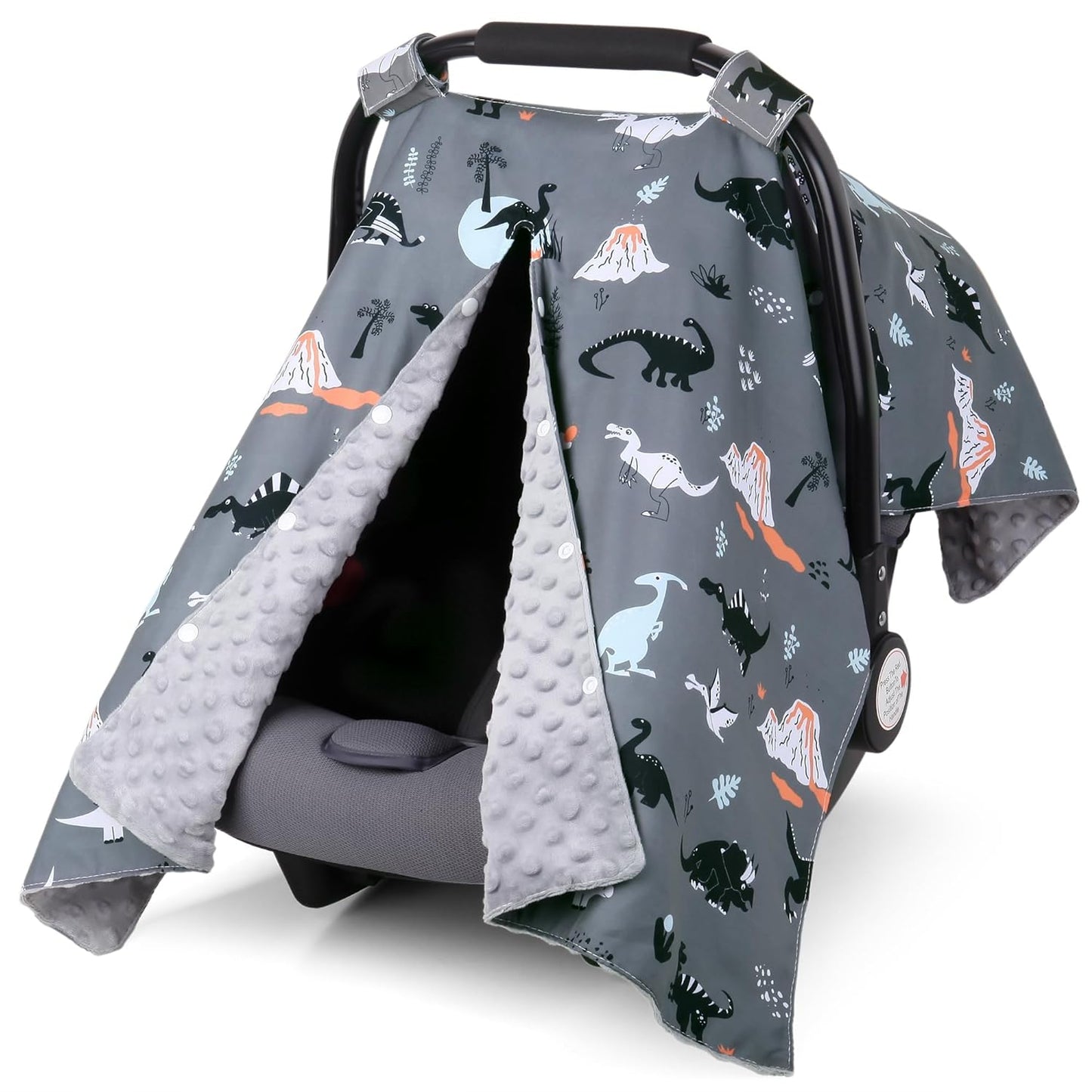 Minky Dinosaur Car Seat Cover - Peekaboo Opening