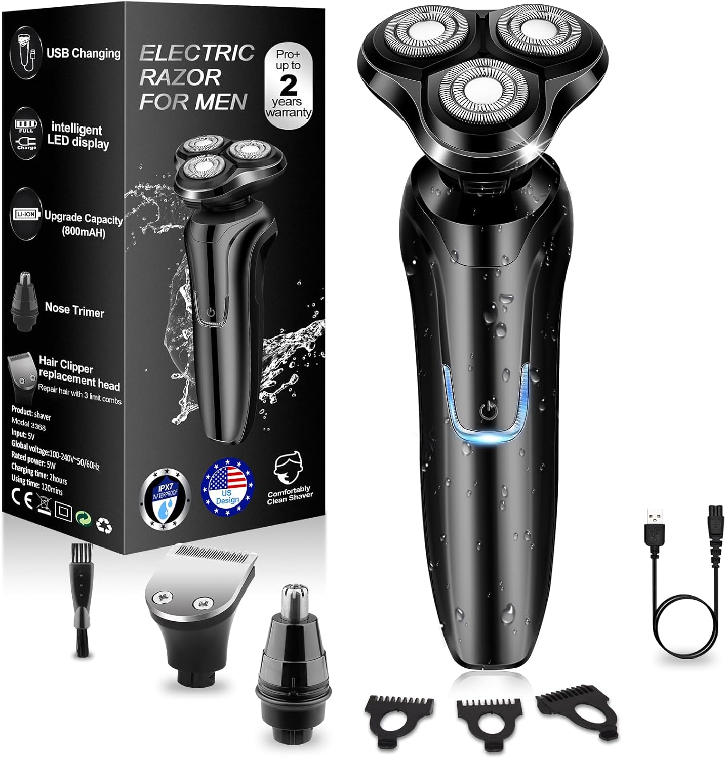 Electric Razor for Men with 4D Floating Heads and USB Charging