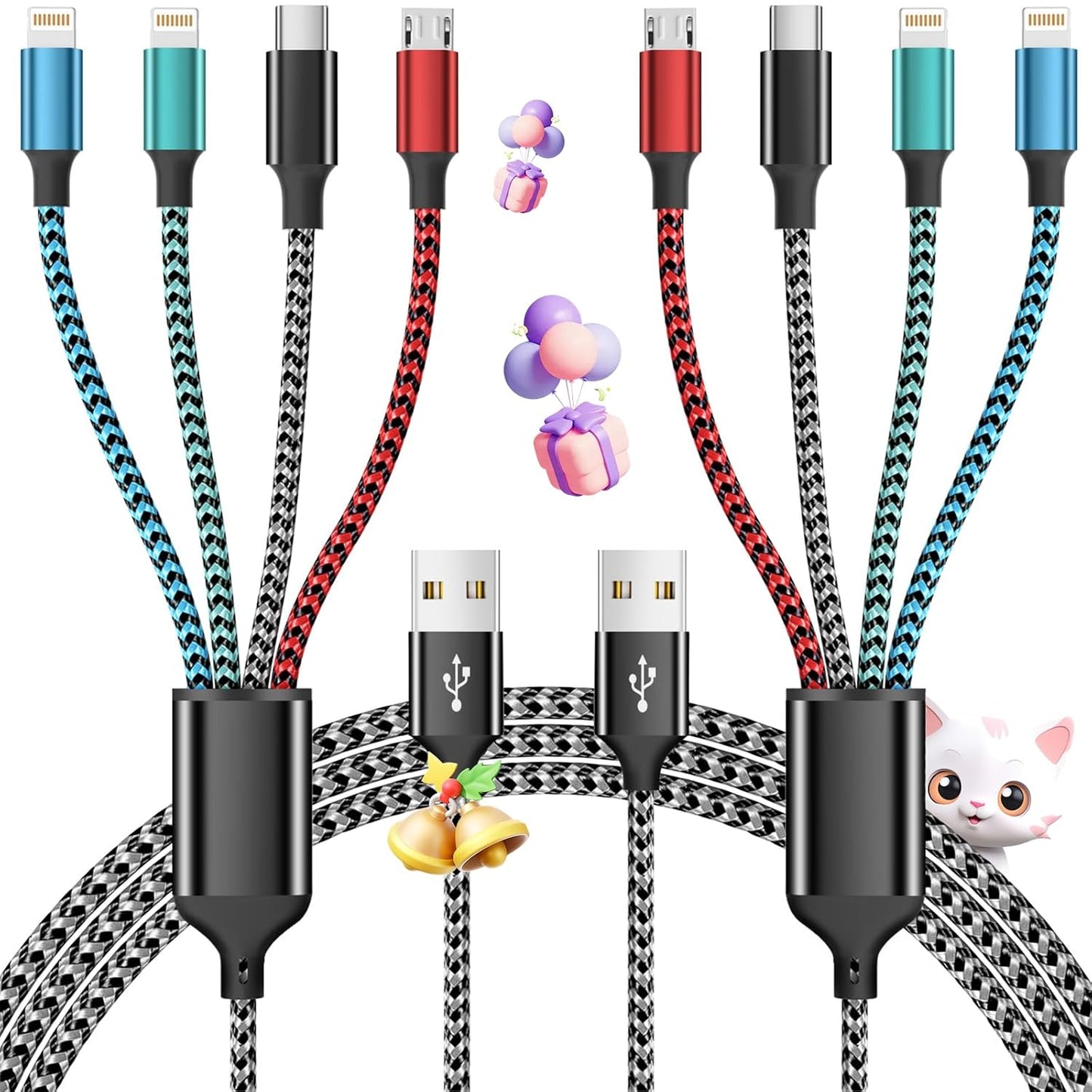 Universal 4-in-1 Charger Cable Set - Charge Multiple Devices Fast!
