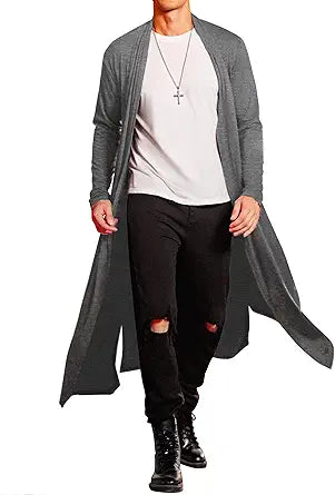 COOFANDY Men's Lightweight Ruffle Shawl Collar Cardigan Overcoat
