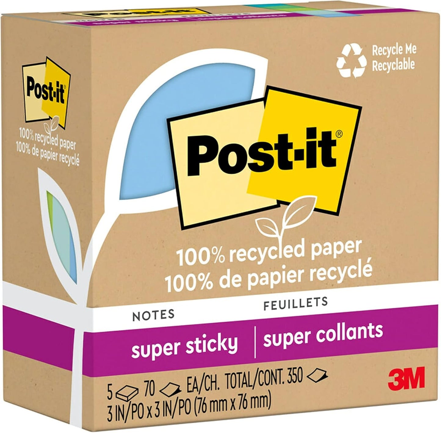 Post-it 100% Recycled Super Sticky Notes - Eco-Friendly Organization