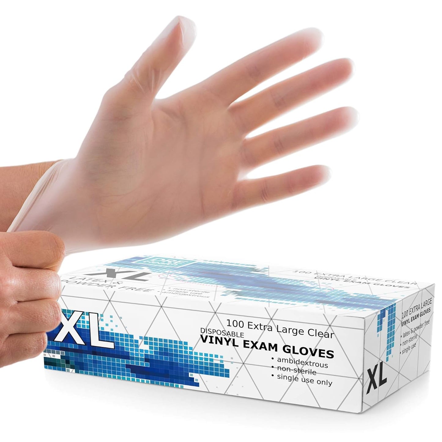 Dre Health X Large Vinyl Gloves -100 Pack | Powder-Free for Medical Exams