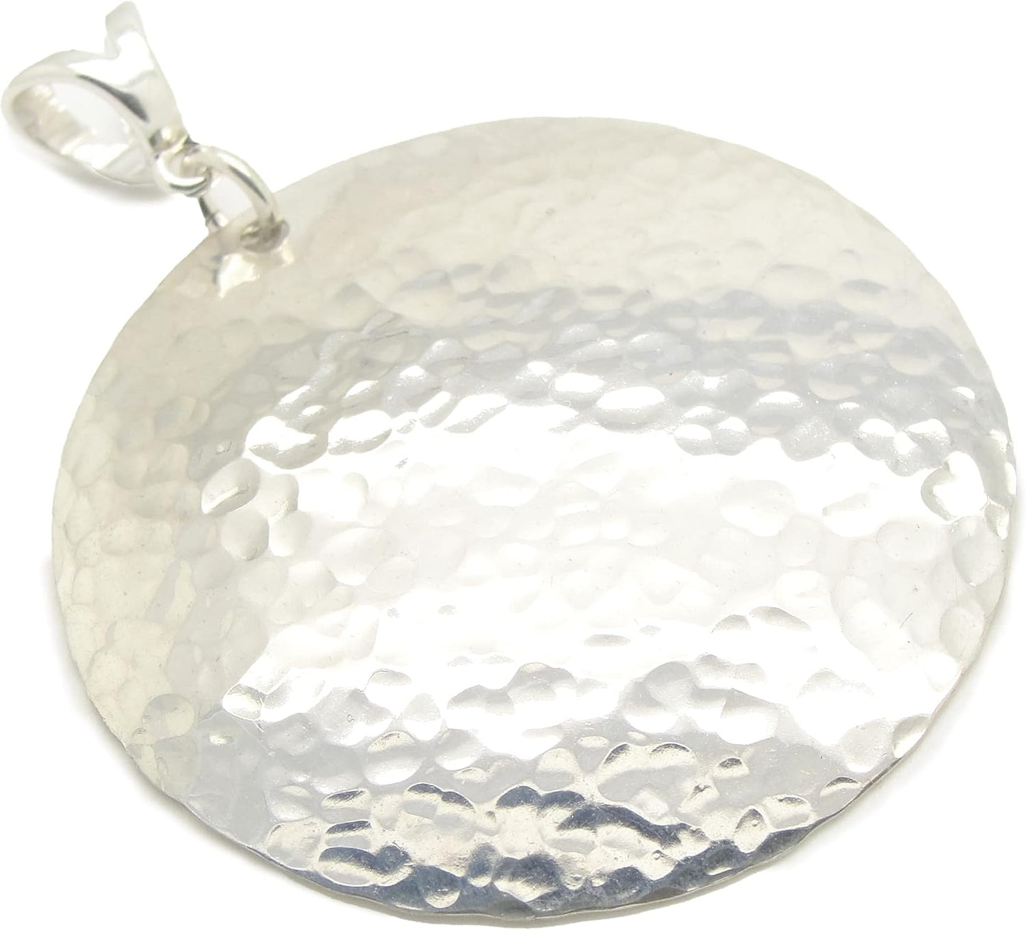 Large Hammered Sterling Silver Disc Pendant for Elegant Style