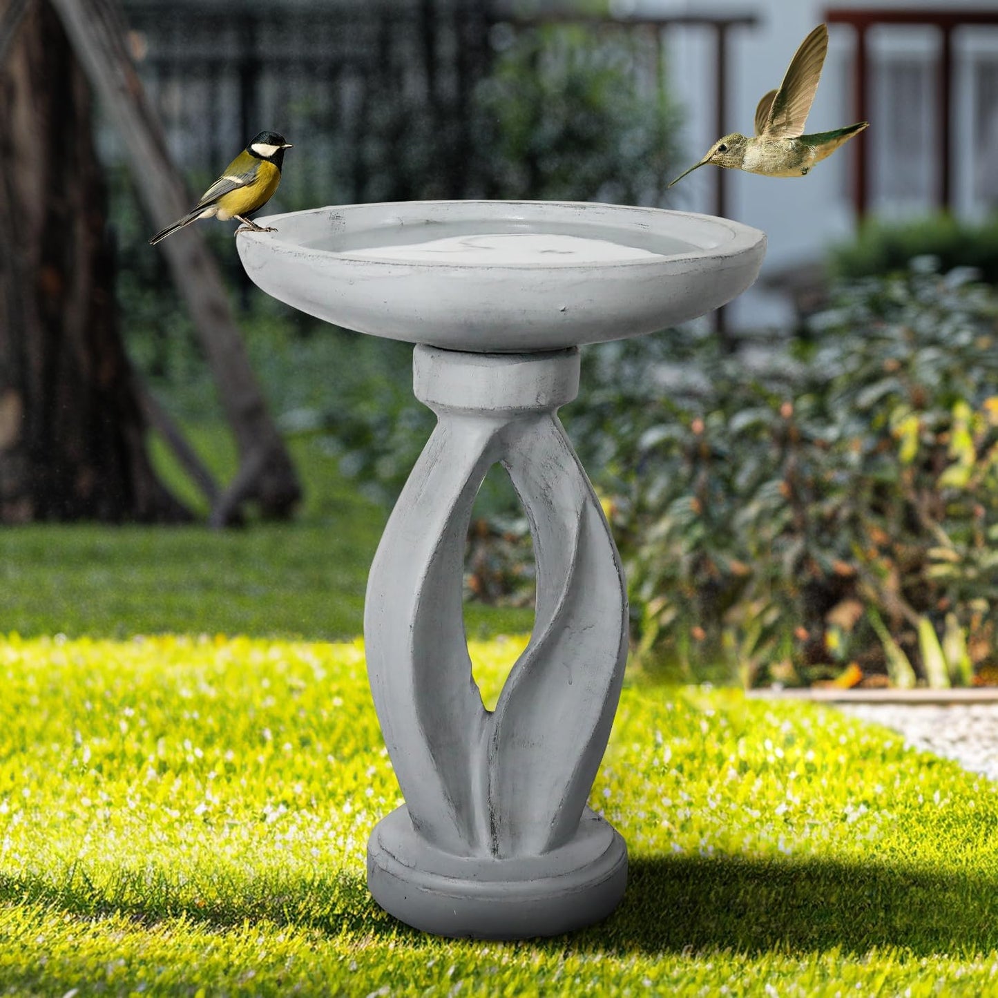 SKYFIRE Modern Bird Bath: Elegant Garden Decor