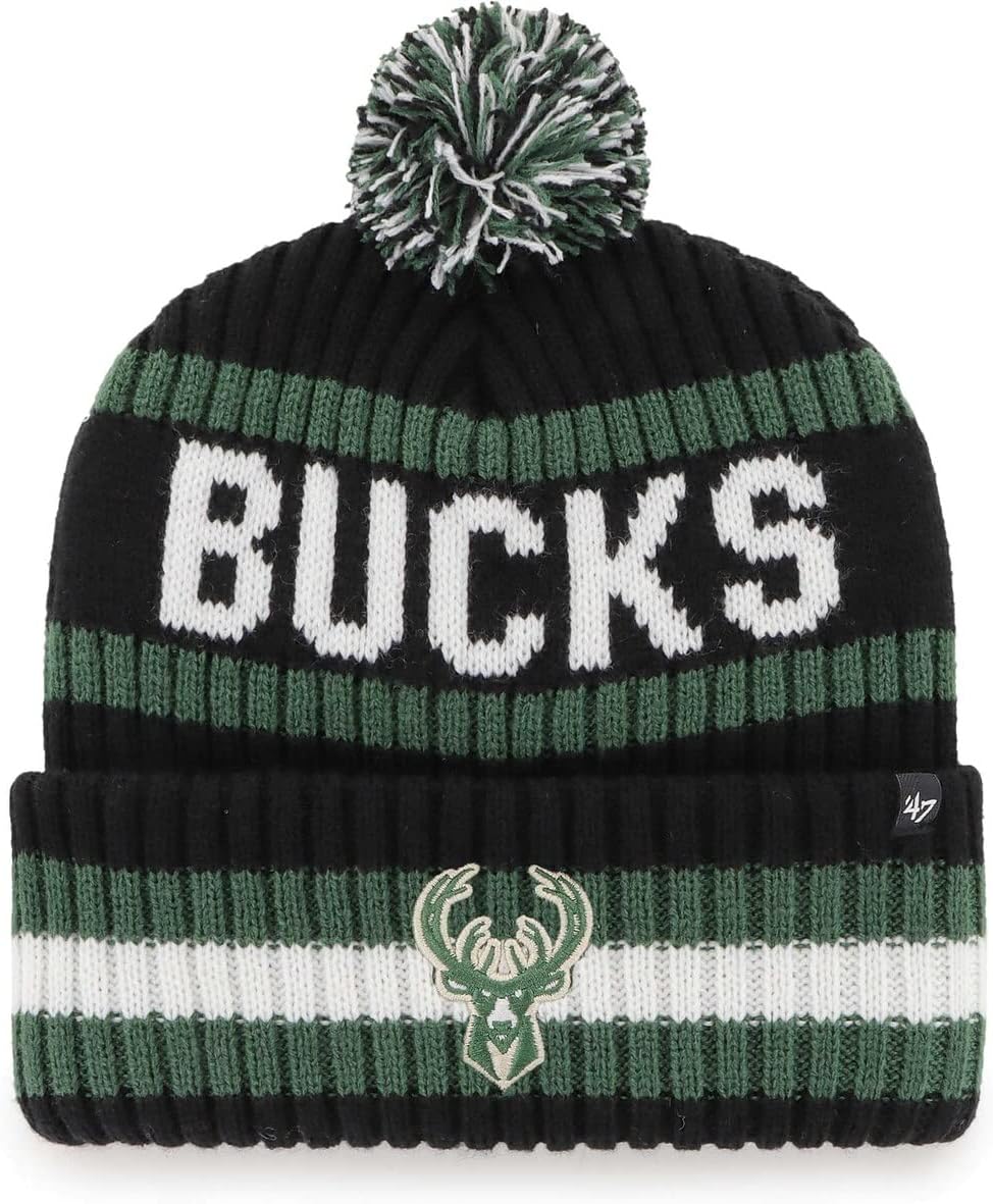 NBA Milwaukee Bucks Knit Cuffed Pom Beanie for Cold Weather