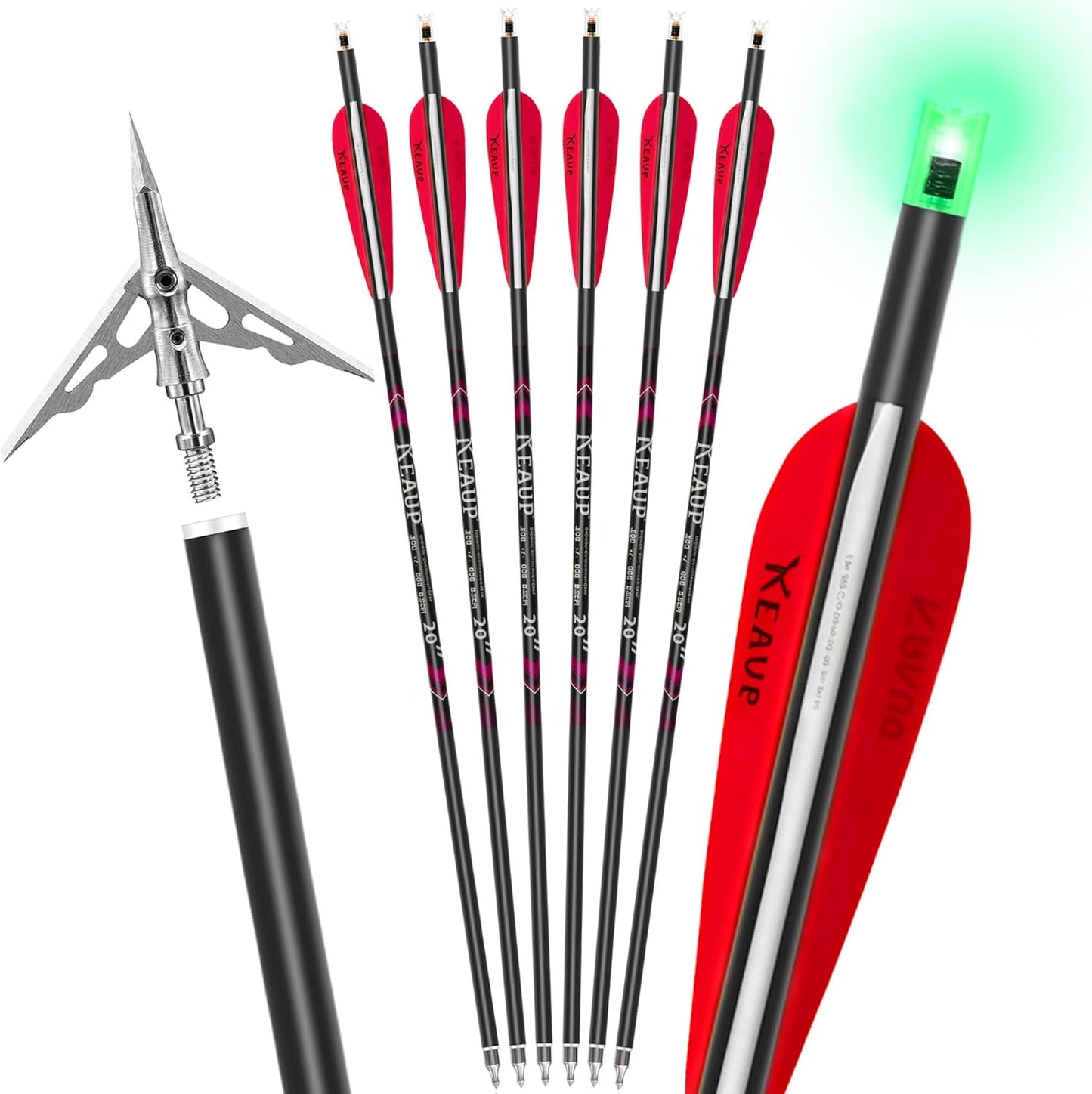 20 Inch Carbon Crossbow Bolts with Broadheads for Hunting