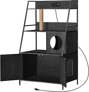Cat Litter Box Enclosure with Storage Shelves for Cats