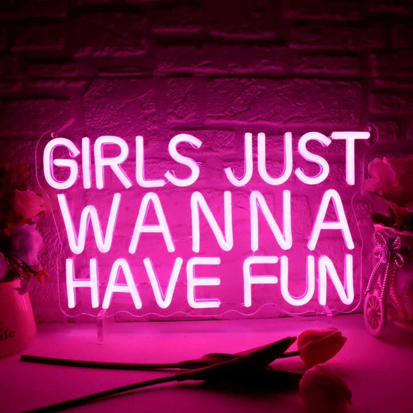 Girls Just Wanna Have Fun Neon Sign for Retro Wall Decor