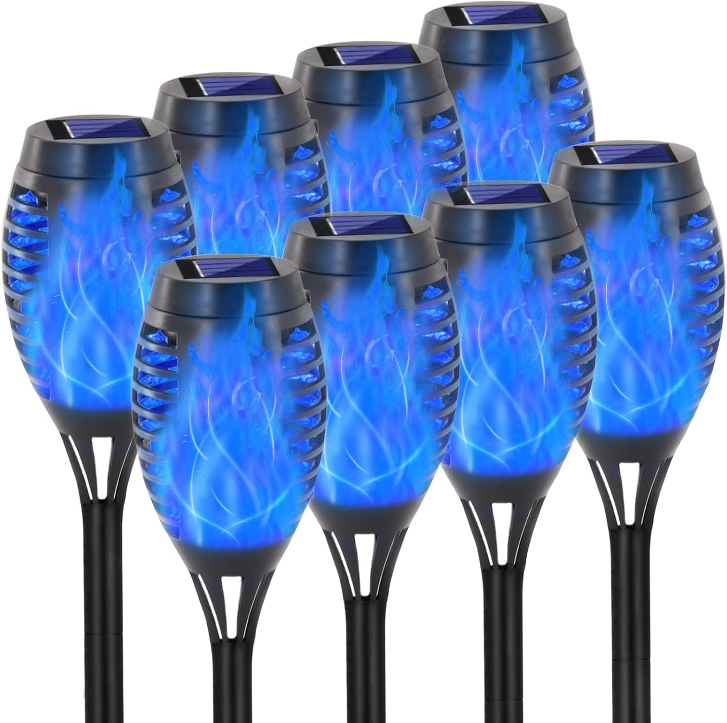 EOYIZW Solar Lights Outdoor - 8 Pack Blue Flickering Flame Tiki