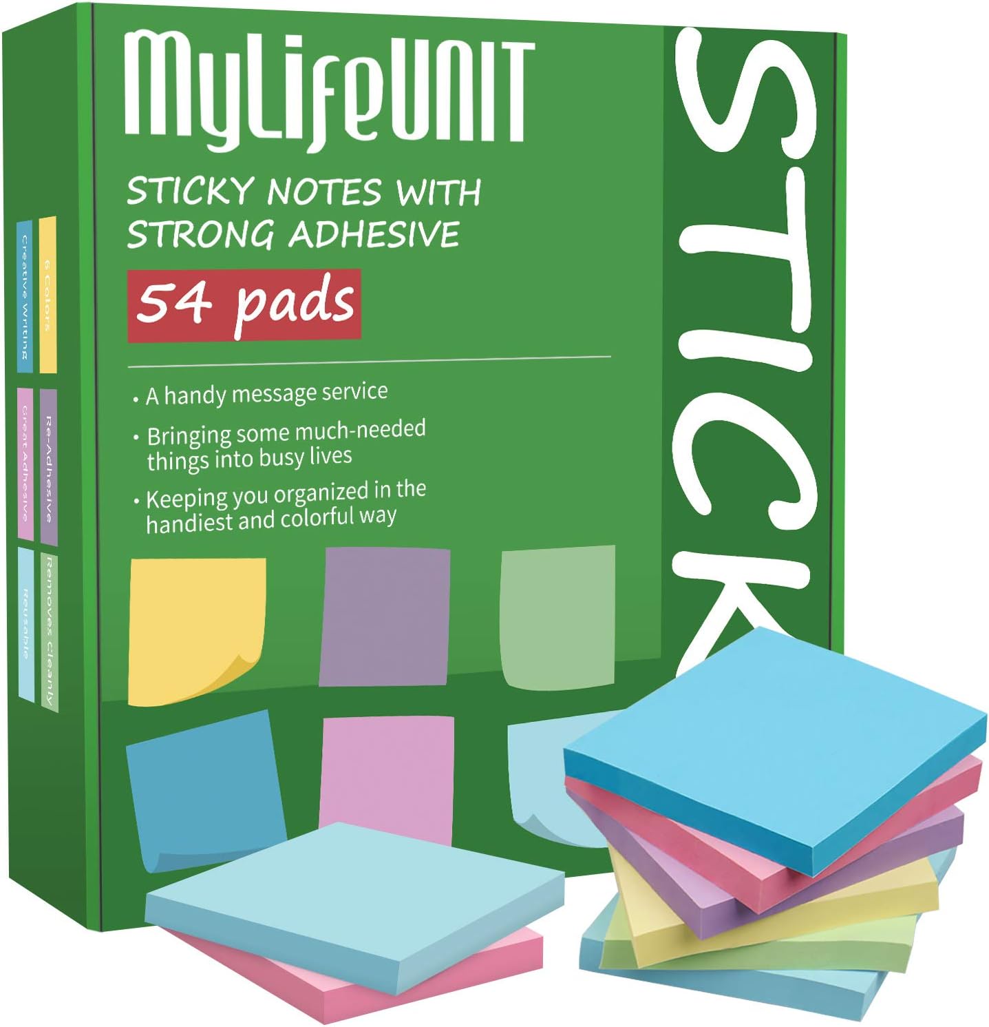 MyLifeUNIT Bulk Sticky Notes - 5400 Sheets Daily Reminder
