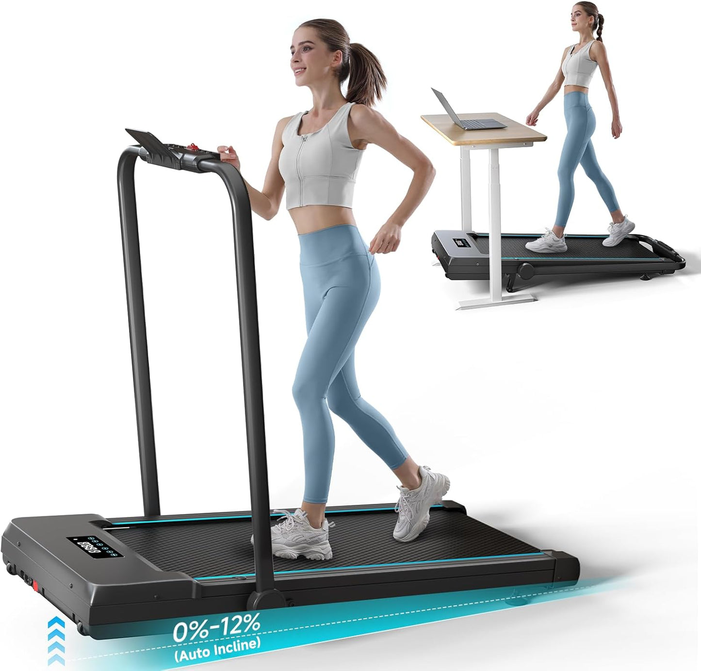 Foldable Under Desk Treadmill, Remote Control, 2.5HP - Stay Active Anywhere!