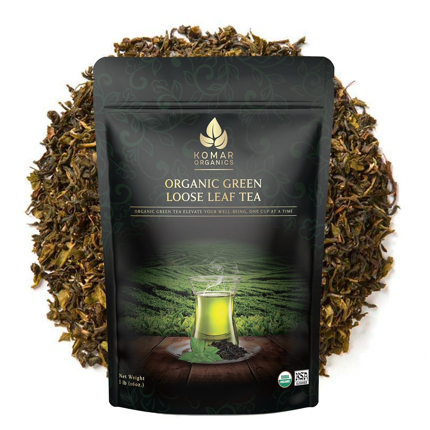 Komar Organics Loose Leaf Green Tea for Energy Boost and Antioxidants