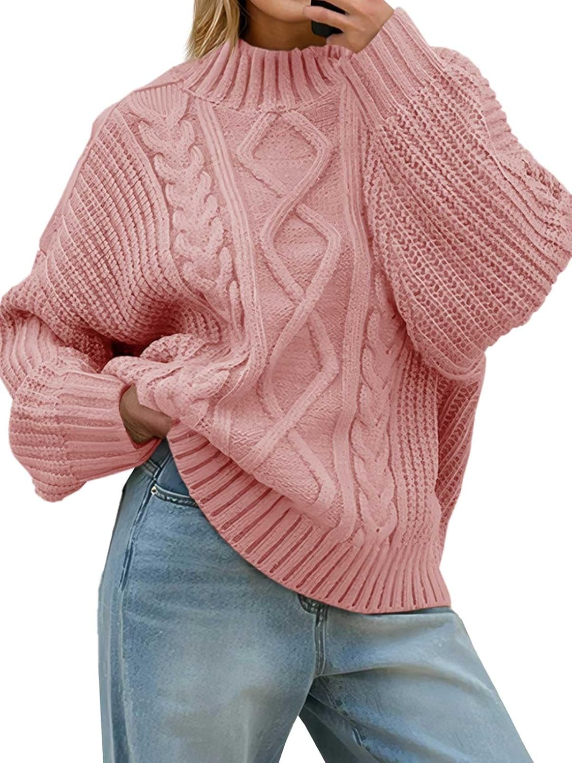 Saodimallsu Womens Oversized Cable Knit Sweaters for Fall 2025