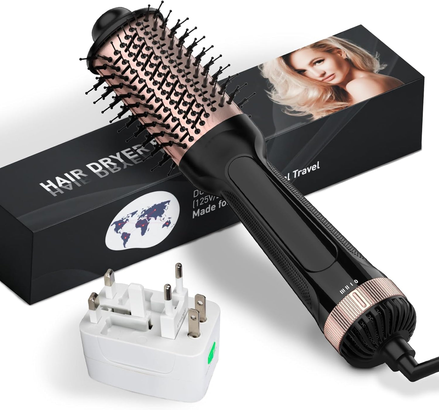 Travel-Friendly Dual Voltage Hair Dryer Brush for European Adventures by Bautia