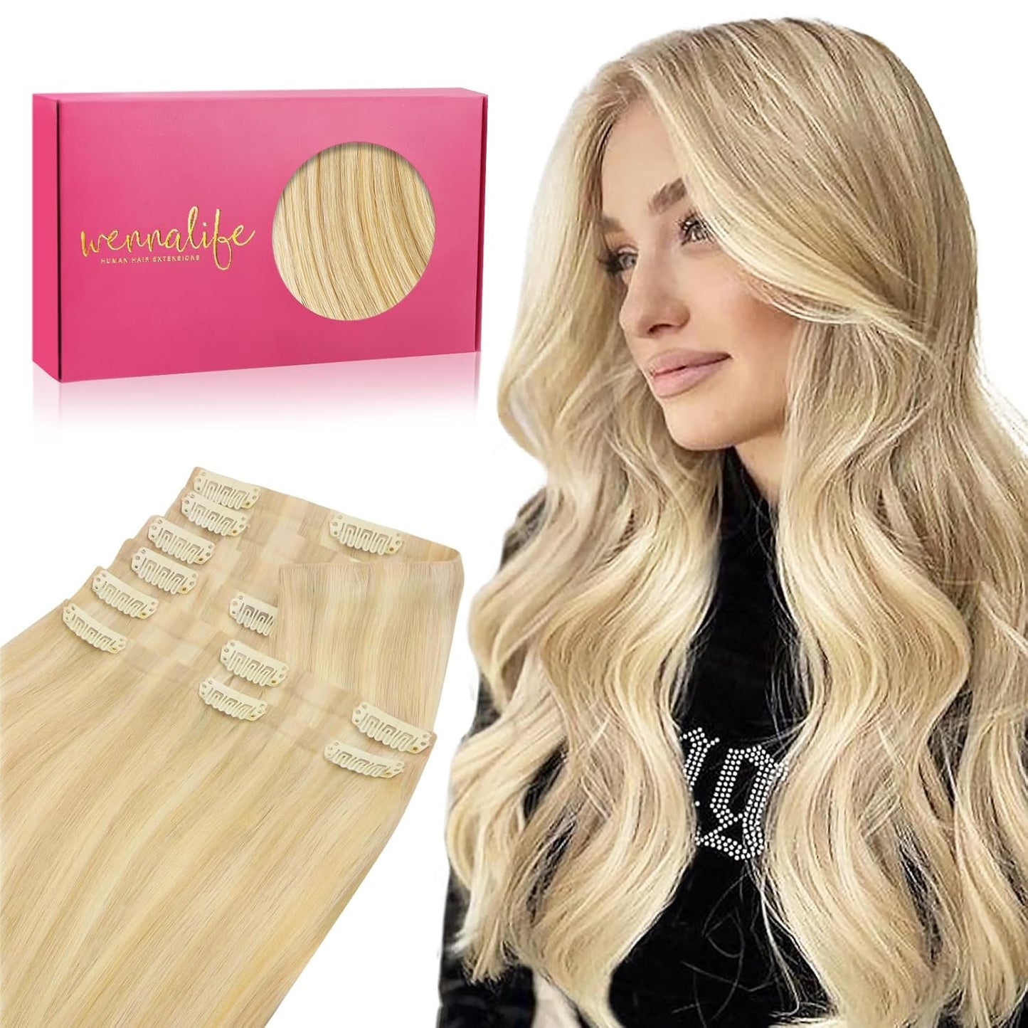 WENNALIFE Invisi Edge Clip in Hair Extensions for Natural Look