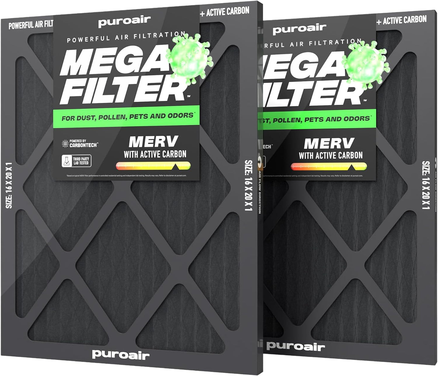 PuroAir Mega Filter 16x20x1 MERV 13 for Cleaner Home Air