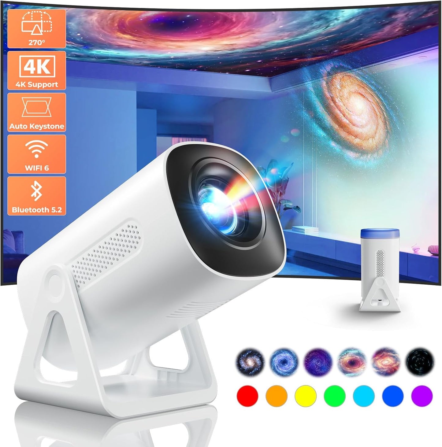 4K Mini Star Projector - Portable WiFi & Bluetooth