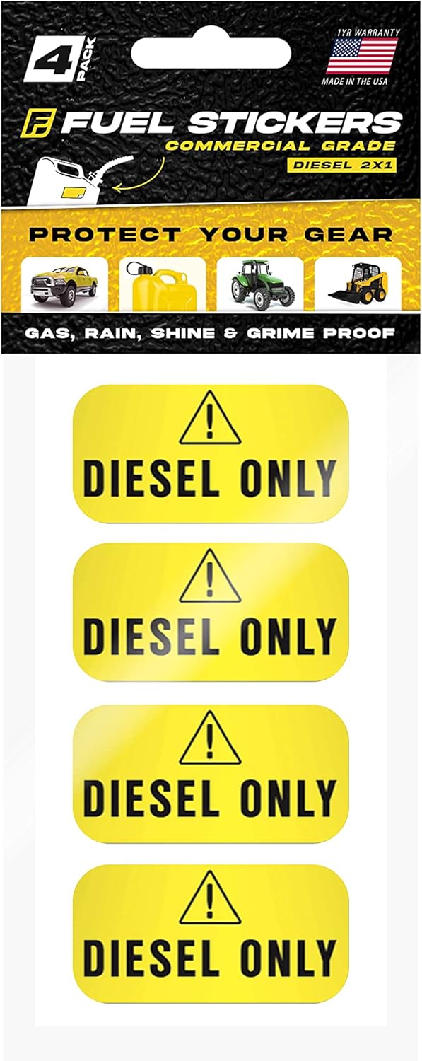 Diesel Only Stickers for Tractors and Heavy Equipment Use