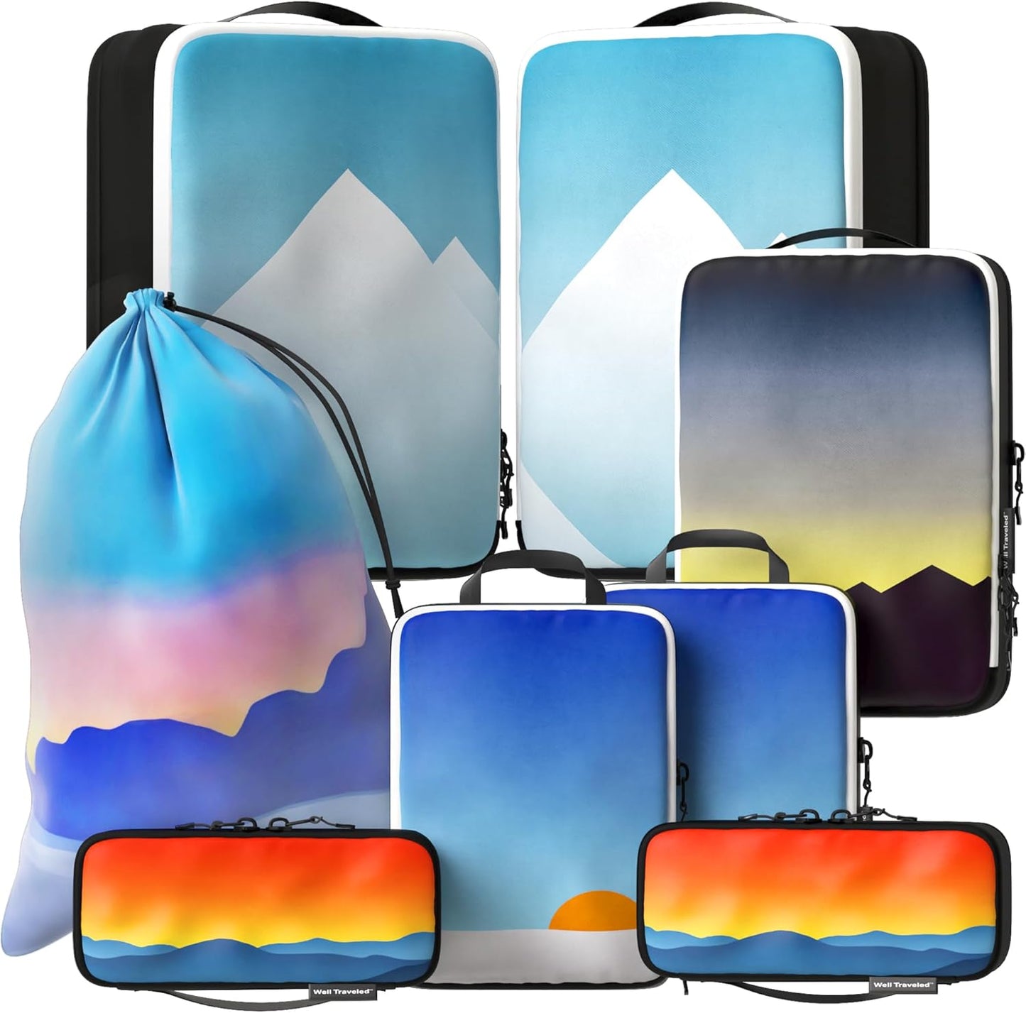 8-Piece Deluxe Packing Cubes Compression for Travel Organization
