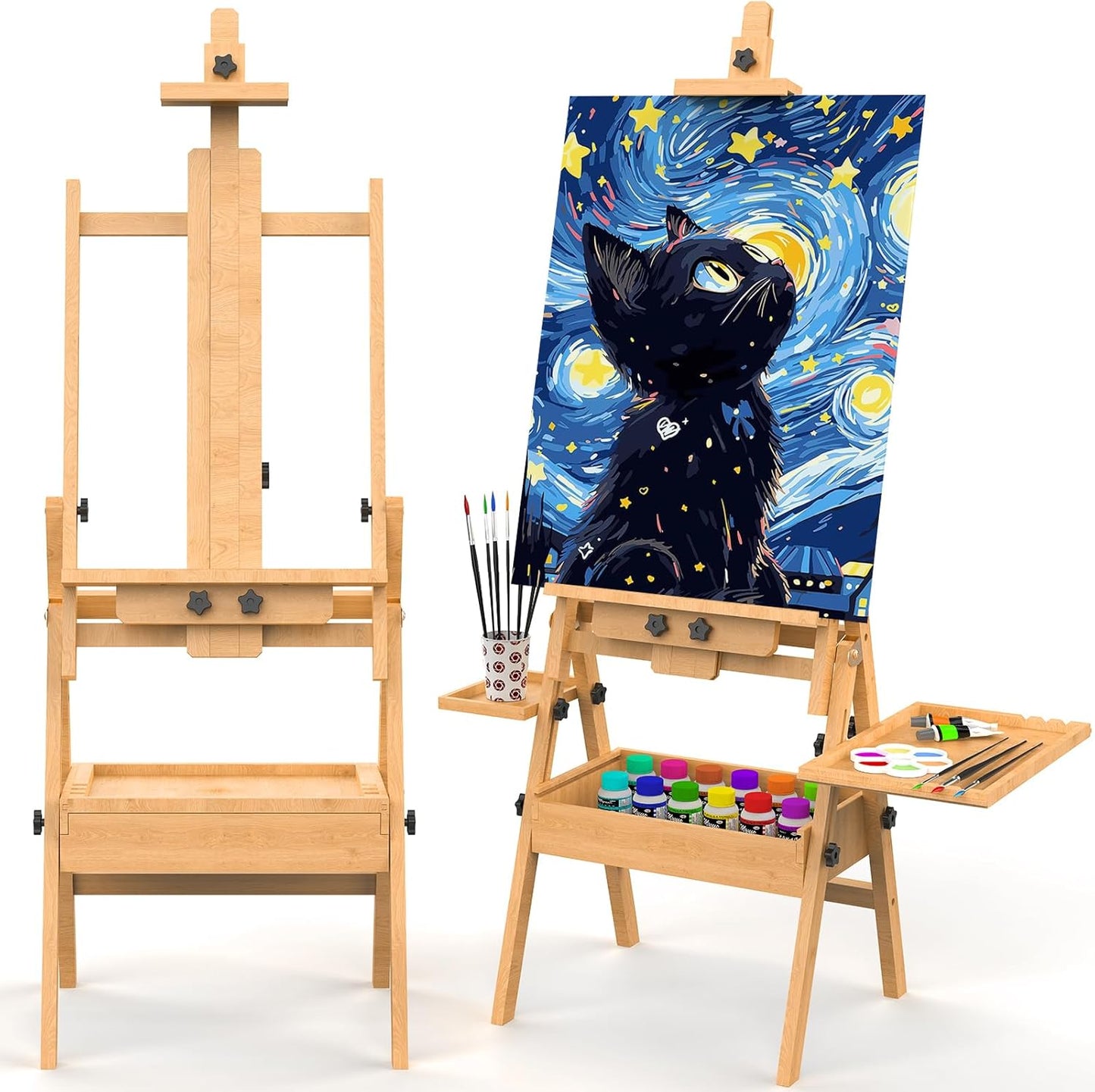 Solid Beech Wood H-Frame Easel for Professional Artists