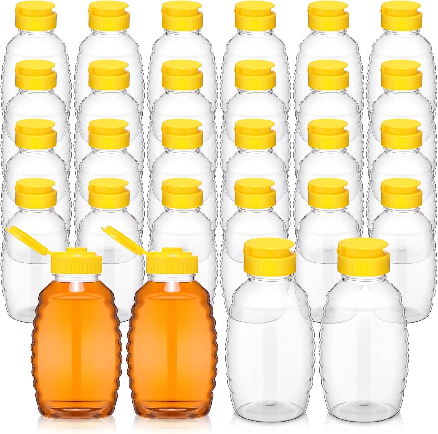24 Pcs Clear Plastic Honey Bottles for Easy Dispensing and Storage
