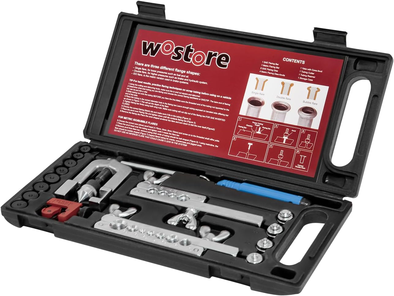 Professional Brake Line Flare Kit for Single, Double & Bubble Flares