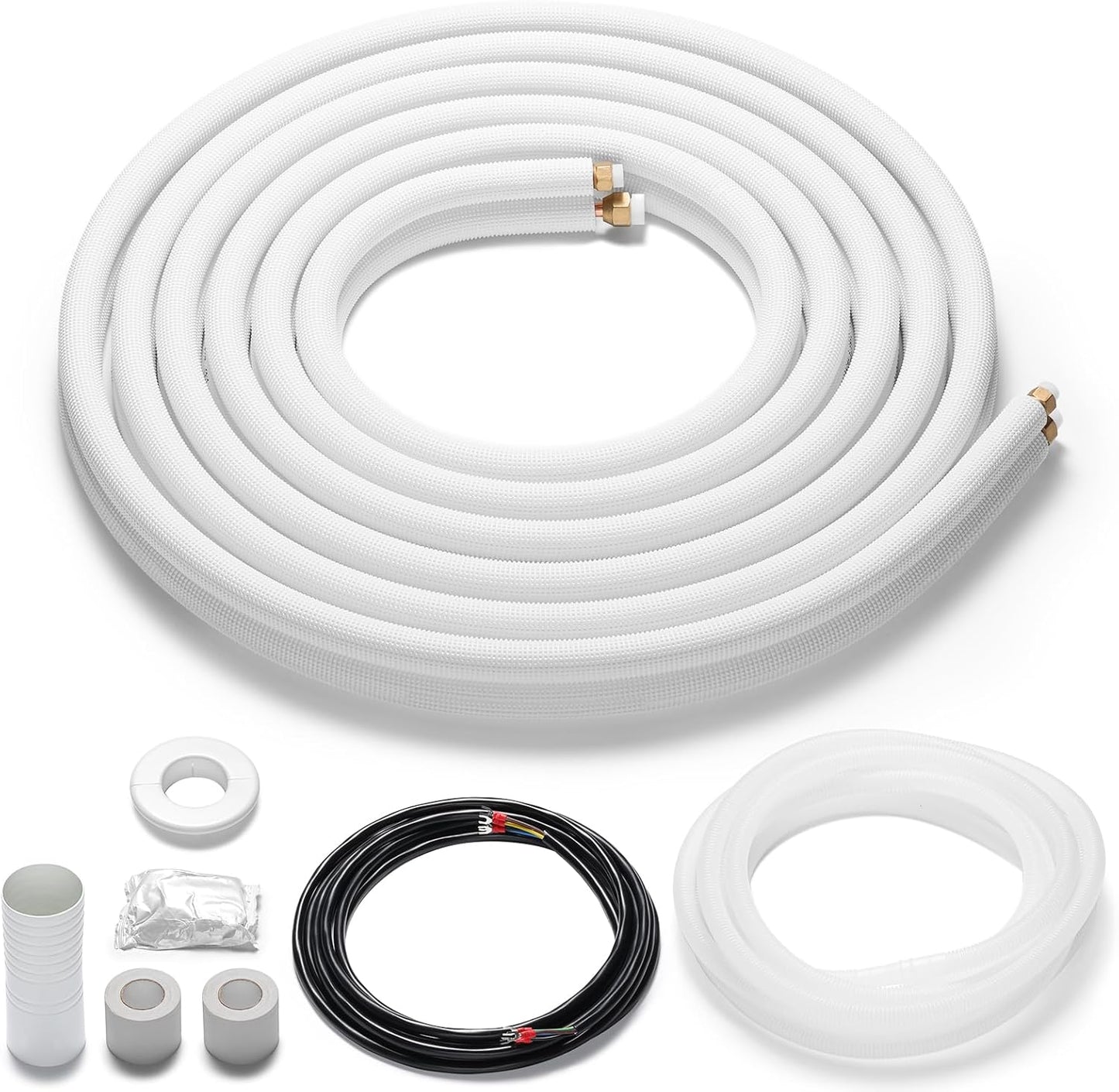 TURBRO 16 Ft. Mini Split Line Set - Thickened Insulated Copper Pipes for Efficient HVAC