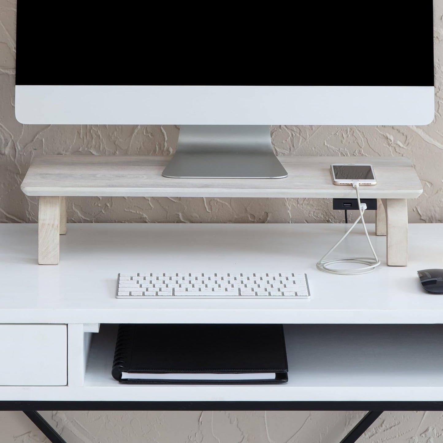 Ergonomic Monitor Riser for Desk - Stylish Wood Stand