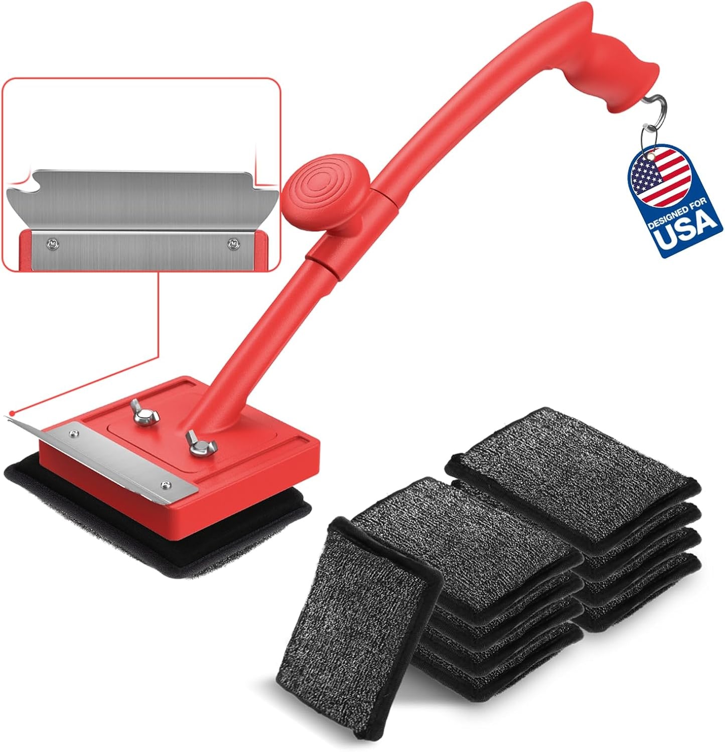 Bristle Free Grill Brush with 10 Replacement Heads for Safe Cleaning