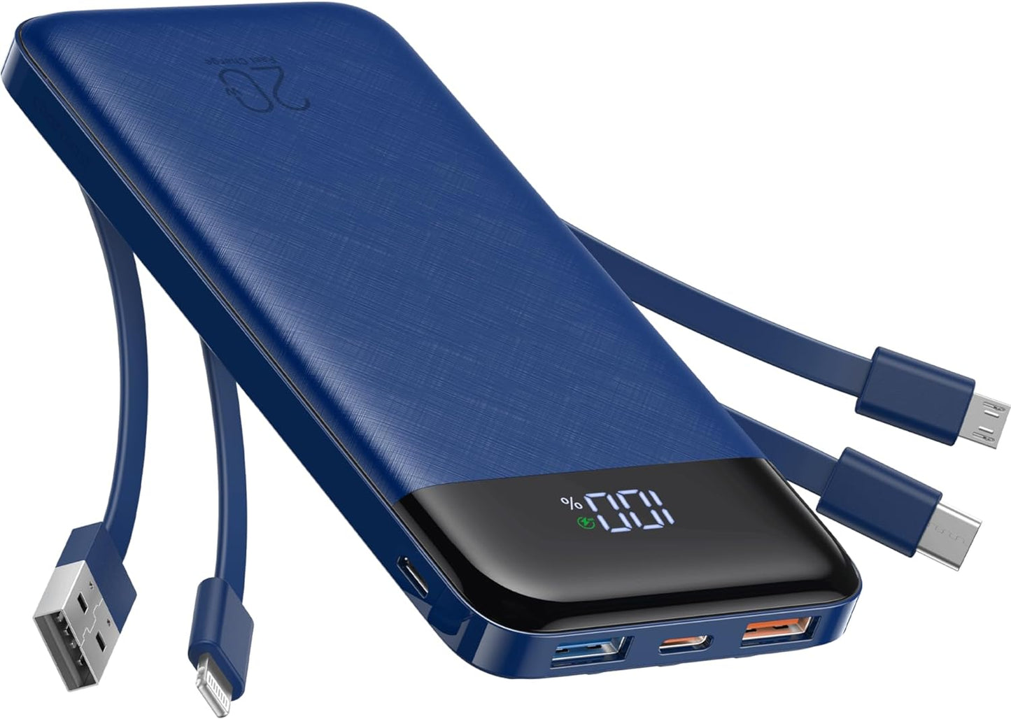 20W Fast Charging Power Bank - Built-in Cables