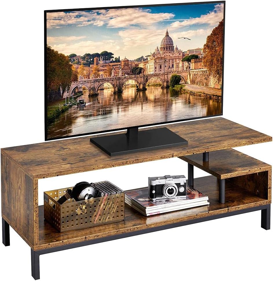 Yaheetech Rustic Brown TV Stand: Space-Saving Media Console
