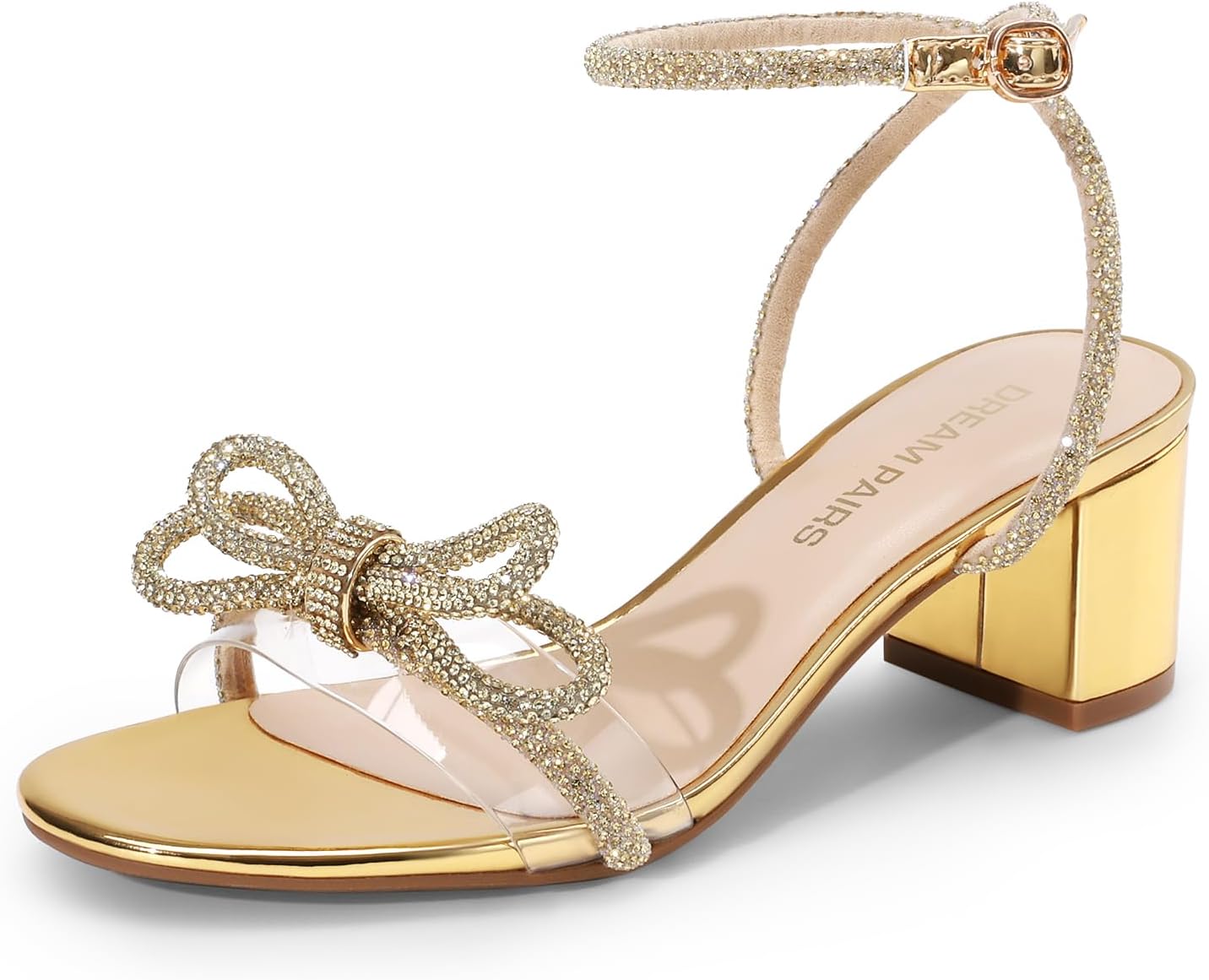 DREAM PAIRS Women's Double Bowknots Crystal Sandals for Weddings