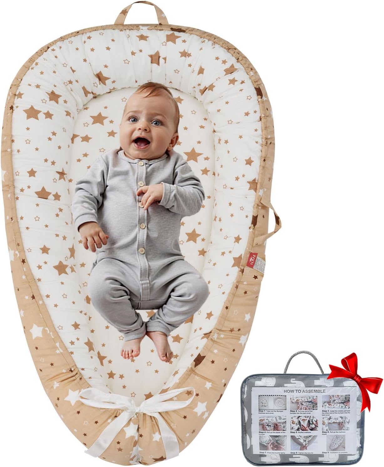 Baby Lounger for Newborn, Soft Portable Baby Nest Lounger